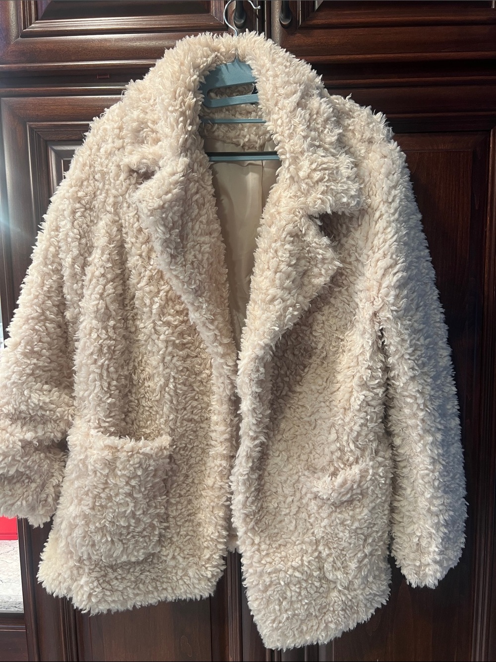 H&M Cream Teddy Faux-Shearling Jacket for Women